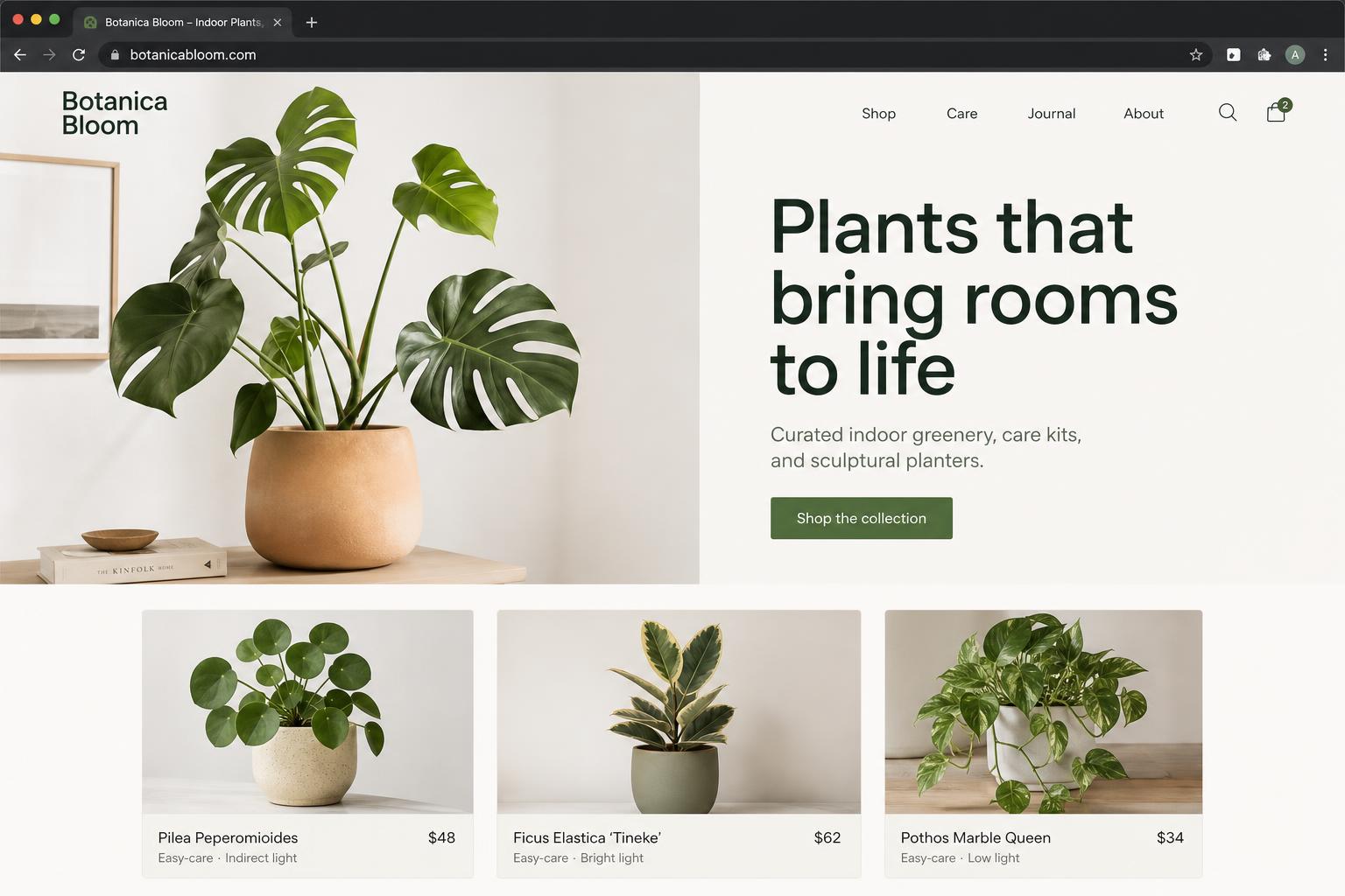Botanica Bloom — E-commerce website by AgentSite